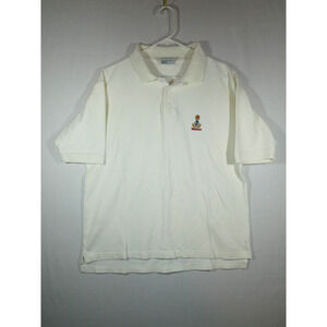 DAVIDSON OF BERMUDA Polo Mens Large White Embroidered Logo Vintage